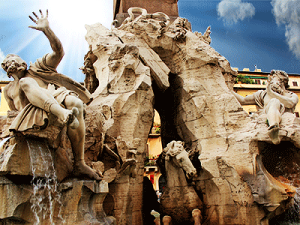 ancient rome colosseum, arch of constantine, imperial forums, venice square, altar of the homeland, trevi fountain, navona square and campo dei fiori     